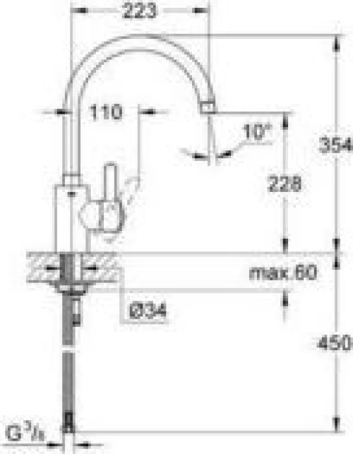 Grohe Eurocosmo Μπαταρία Κουζίνας Πάγκου Chrome