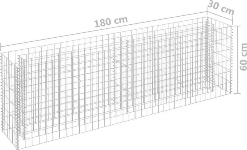 Συρματοκιβώτιο Γλάστρα 180x30x60 Γαλβανισμένος Χάλυβας 145634