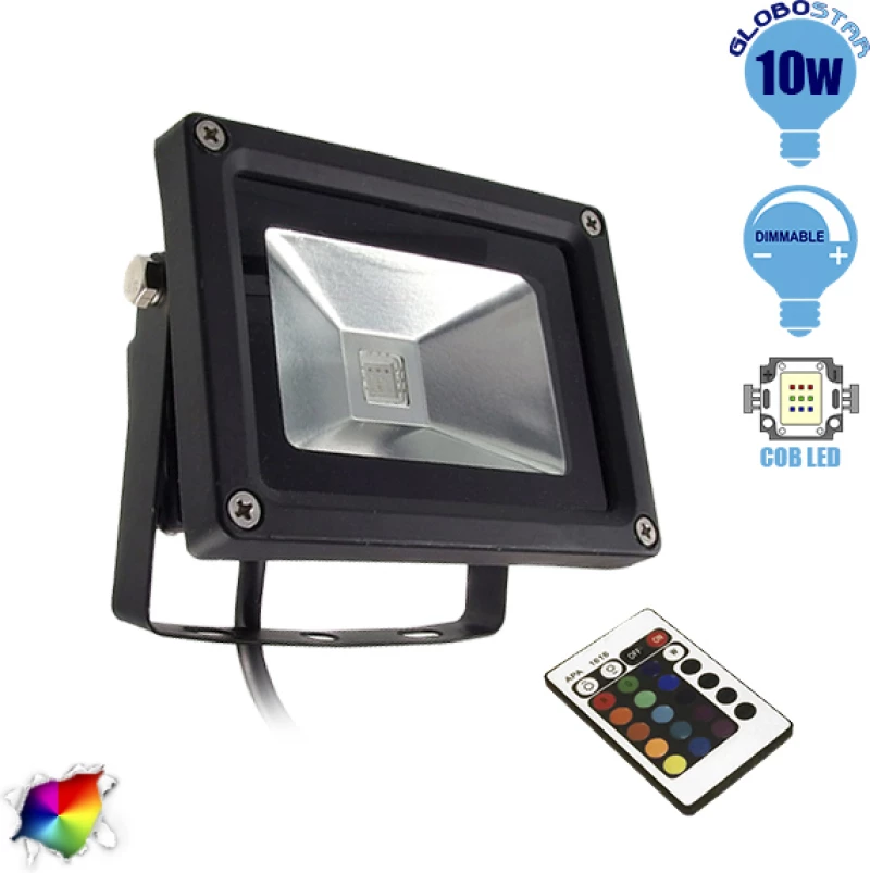 GloboStar Προβολέας 10W με Τηλεχειριστήριο 62001