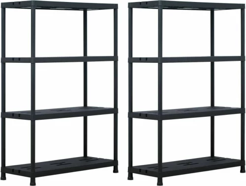 Ραφιέρες 2 τεμ. Μαύρες 220 κ. 90 x 40 x 138 εκ. Πλαστικές