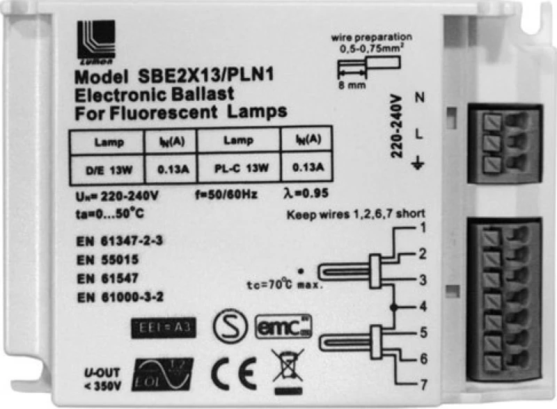 Adeleq Ηλεκτρονικό Σύστημα Έναυσης PLC Για 2 Λάμπες PLC 4pin 13W 3-50131