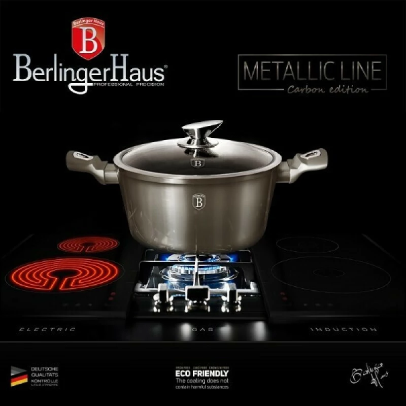 Berlinger Haus Metallic Line Βαθιά Κατσαρόλα από Αλουμίνιο 4.1lt / 24cm Carbon Collection