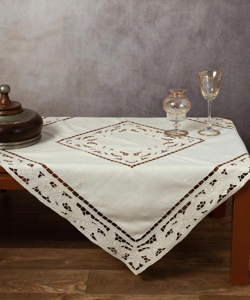 Silk Fashion Καρέ 90x90 2154 Χειροποίητο Εκρού