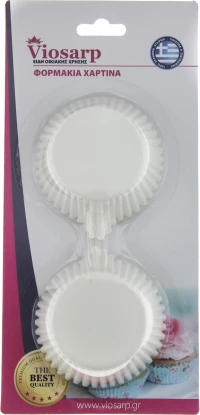 Viosarp Χάρτινη Βάση Cupcake Λευκά 50τμχ