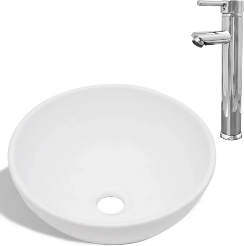 vidaXL 275494 Επικαθήμενος Νιπτήρας Κεραμικός 32.5x32.5cm Λευκός