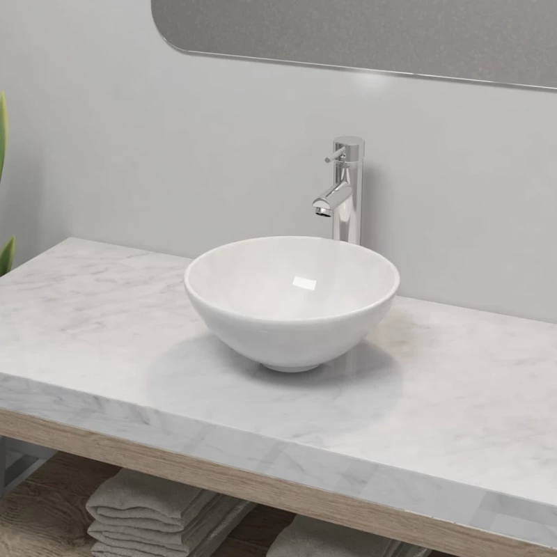 vidaXL 275494 Επικαθήμενος Νιπτήρας Κεραμικός 32.5x32.5cm Λευκός