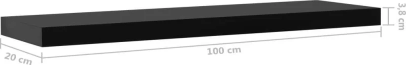 Ράφια Τοίχου 2 τεμ. Μαύρα 100 x 20 x 3,8 εκ.
