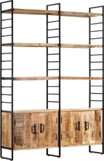 Βιβλιοθήκη με 4 Επίπεδα 124x30x180 εκ. Ακατέργαστο Ξύλο Μάνγκο
