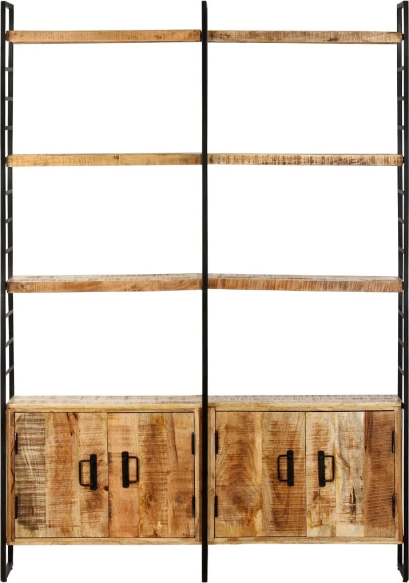 Βιβλιοθήκη με 4 Επίπεδα 124x30x180 εκ. Ακατέργαστο Ξύλο Μάνγκο