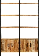 Βιβλιοθήκη με 4 Επίπεδα 124x30x180 εκ. Ακατέργαστο Ξύλο Μάνγκο