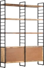 Βιβλιοθήκη με 4 Επίπεδα 124x30x180 εκ. Ακατέργαστο Ξύλο Μάνγκο