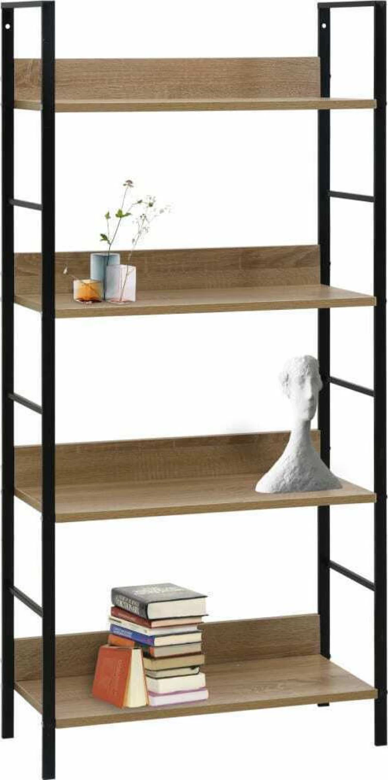 Βιβλιοθήκη με 4 Ράφια Χρώμα Δρυός 60x27,6x124,5 εκ. Μοριοσανίδα