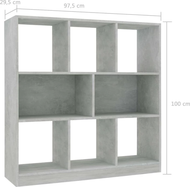 Βιβλιοθήκη Γκρι Σκυροδέματος 97,5 x 29,5 x 100 εκ. Μοριοσανίδα