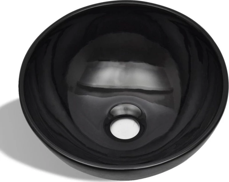 vidaXL 141929 Επικαθήμενος Νιπτήρας Κεραμικός 32.5x32.5cm Μαύρος