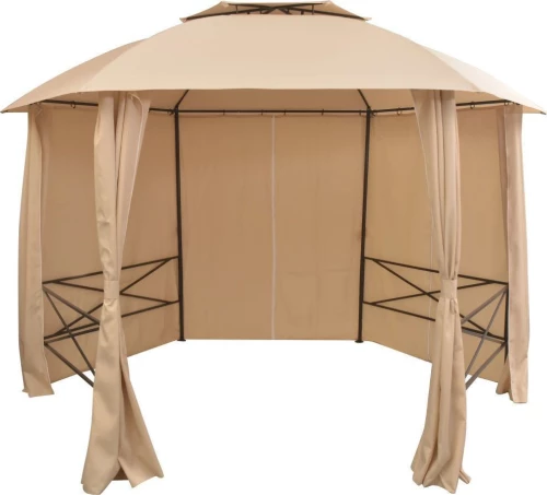 Κιόσκι Κήπου με Κουρτίνες Εξαγωνικό 360 x 265 εκ.