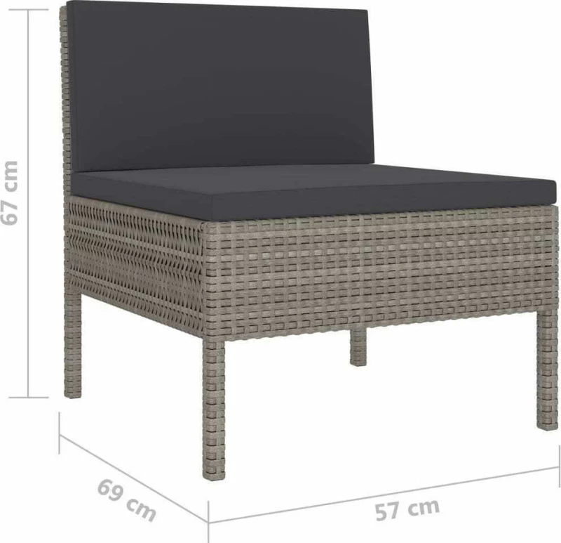 Τετραθέσιος Καναπές 3056988 228x69x67cm Γκρι