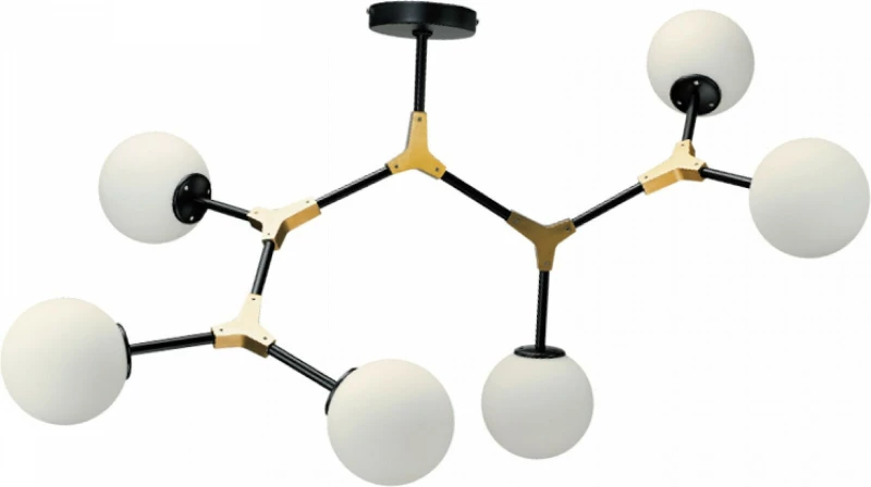Inlight 6167-6 Μεταλλική Πλαφονιέρα Οροφής Μαύρη Μαύρο/Χρυσό