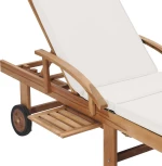 Ξαπλώστρα Κρεμ από Μασίφ Ξύλο Teak με Μαξιλάρι