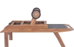 Ξαπλώστρα Πτυσσόμενη από Μασίφ Ξύλο Teak και Textilene με Ρόδες