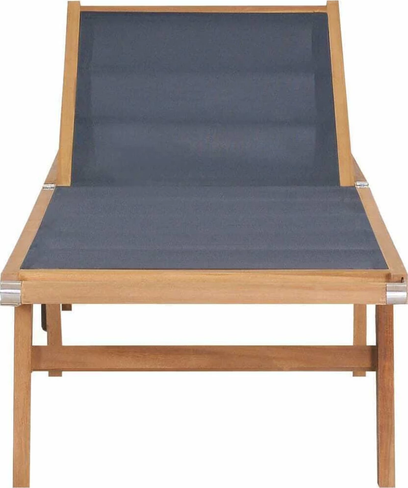 Ξαπλώστρα Πτυσσόμενη από Μασίφ Ξύλο Teak και Textilene με Ρόδες