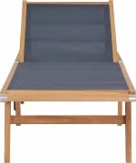 Ξαπλώστρα Πτυσσόμενη από Μασίφ Ξύλο Teak και Textilene με Ρόδες