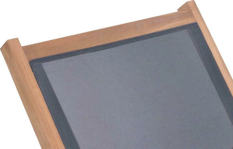 Ξαπλώστρα Πτυσσόμενη από Μασίφ Ξύλο Teak και Textilene με Ρόδες