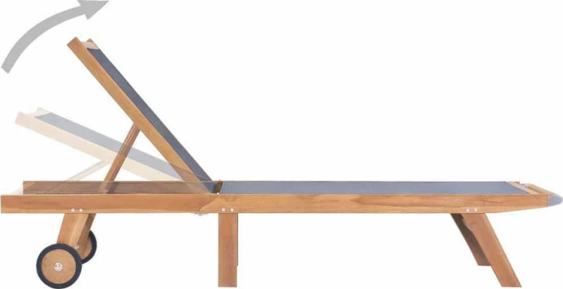 Ξαπλώστρα Πτυσσόμενη από Μασίφ Ξύλο Teak και Textilene με Ρόδες
