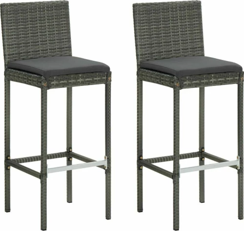 Σκαμπό Μπαρ Rattan Γκρι 2τμχ 313436