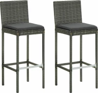 Σκαμπό Μπαρ Rattan Γκρι 2τμχ 313436