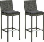 Σκαμπό Μπαρ Rattan Γκρι 2τμχ 313436