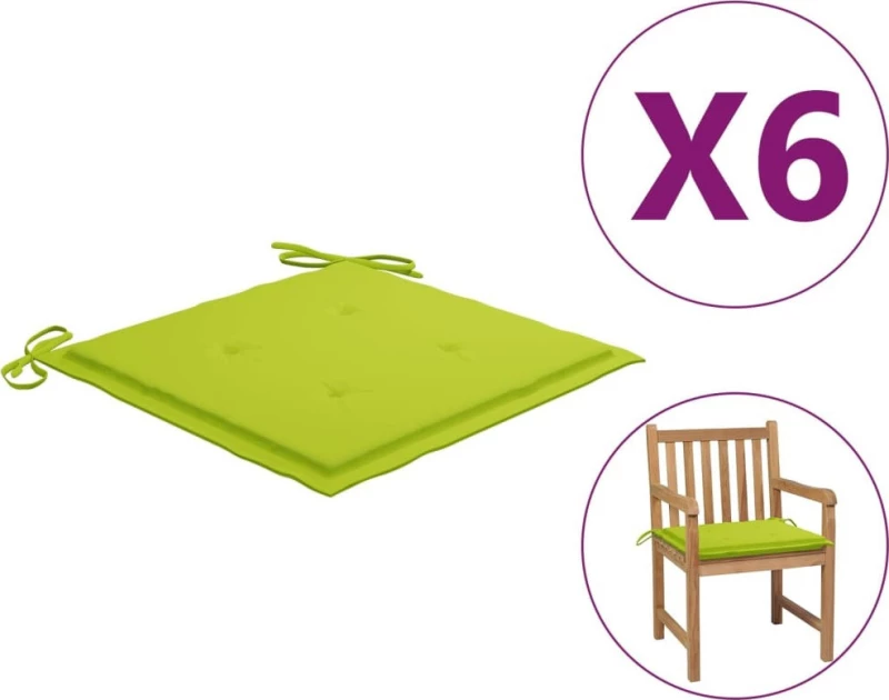 vidaXL Μαξιλάρι Καρέκλας Φωτεινό Πράσινο 6τμχ