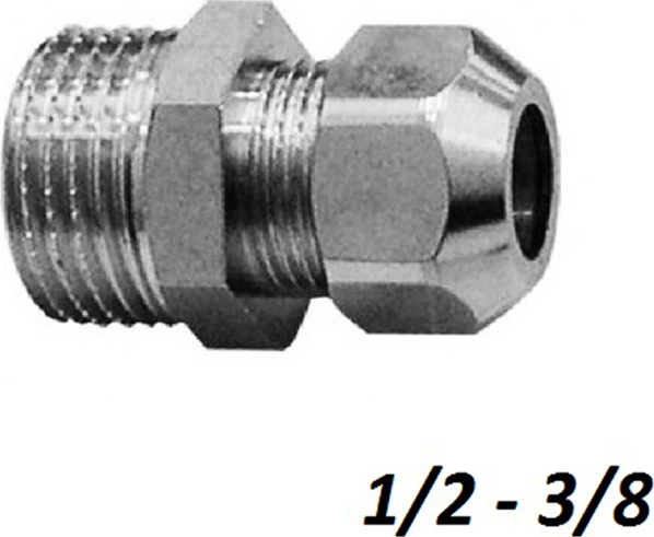 Ρακόρ συνδέσεως χρωμέ 3/8"X1/2" ίντσα αρσενικό
