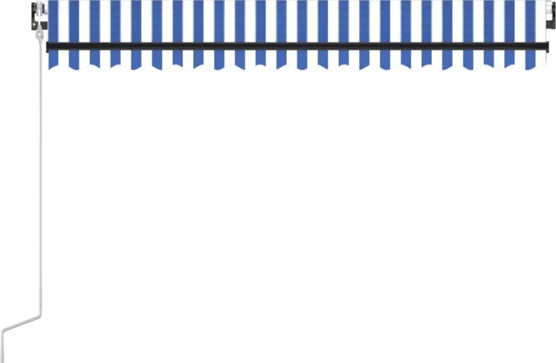 vidaXL Τέντα Πτυσσόμενη 4x3.5m LED & Αισθητήρας Ανέμου Μπλε / Λευκό