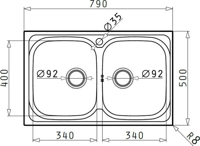 Pyramis Amaltia 2B Ένθετος Νεροχύτης 79x50cm Inox Σατινέ
