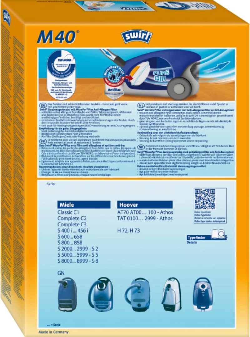 Swirl M40 Σακούλες Σκούπας 4τμχ