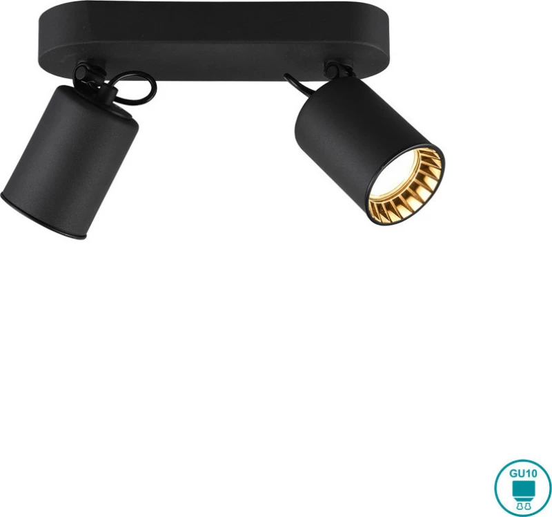 Trio Lighting Pago Διπλό Σποτ με Ντουί GU10 σε Μαύρο Χρώμα