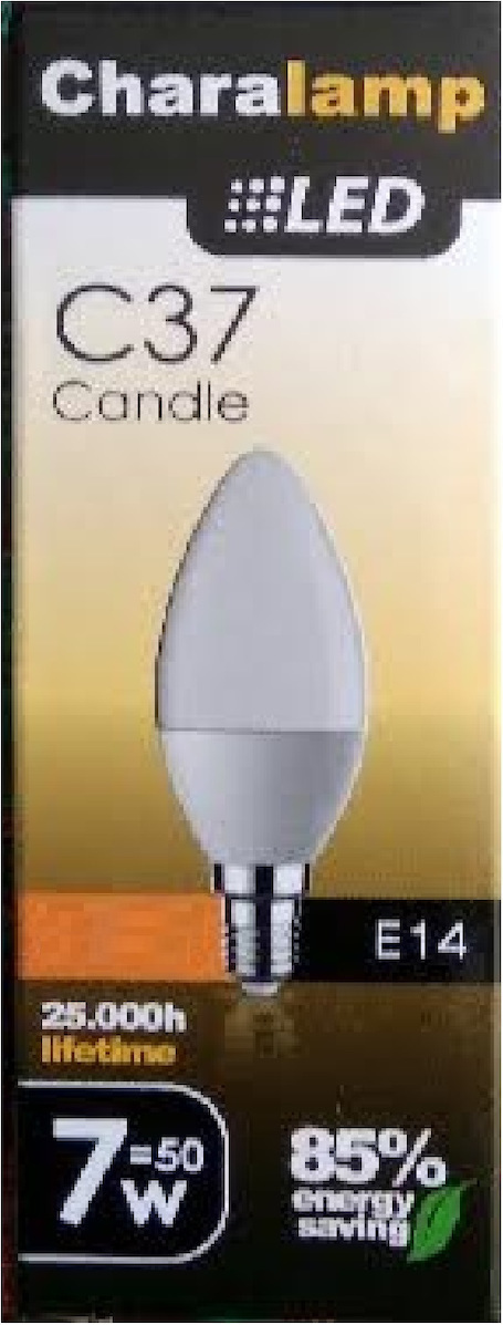 Charalamp Λάμπα LED για Ντουί E14 και Σχήμα C37 Ψυχρό Λευκό 560lm