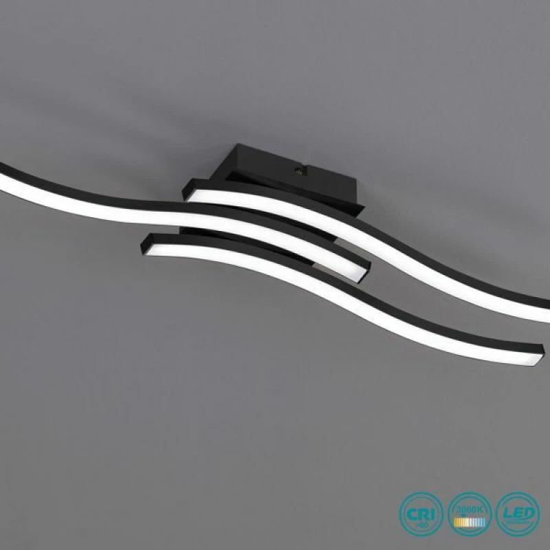 Trio Lighting Route Μεταλλική Πλαφονιέρα Οροφής Μαύρη Μαύρο Ματ