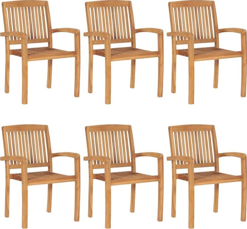 Καρέκλα Ξύλινη Teak / Φωτεινό Πράσινο 6τμχ