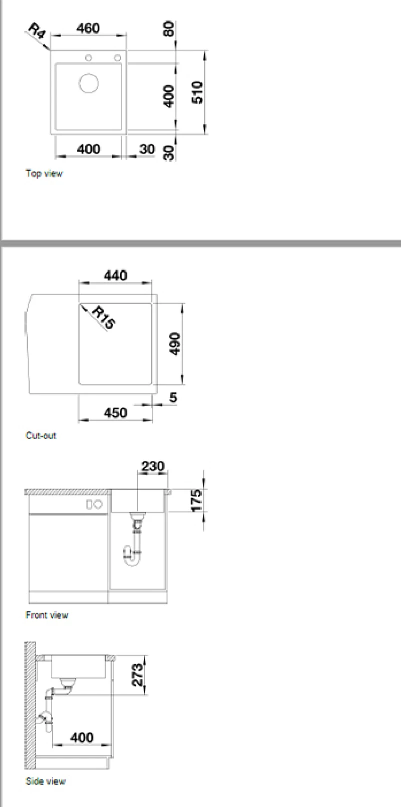 Blanco Zerox 500-U InFino Υποκαθήμενος Νεροχύτης 54x44cm Inox Σατινέ