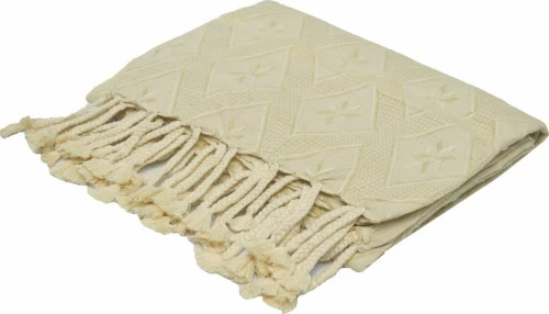 Ριχτάρι Mns Ρόμβος Ecru Πολυθρόνα 130x170cm 100% Βαμβάκι