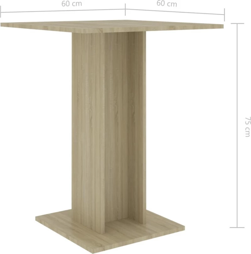 Τραπέζι Bistro Χρώμα Sonoma Δρυς 60 x 60 x 75 εκ. Μοριοσανίδα