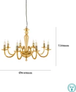 Ondaluce Paganini Πολυέλαιος 8xE14 Ø84cm με Κεράκια Χρυσός LP.Pagan/8-AMB