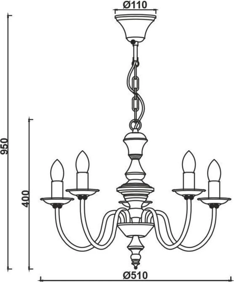 Aca Πολυέλαιος 5xE14 Ø51cm με Κεράκια Λευκός DL9315PAG