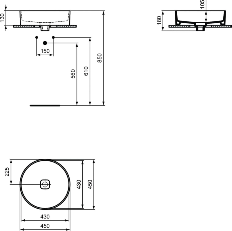 Ideal Standard Strada Ii Επικαθήμενος Νιπτήρας Πορσελάνης 45x45cm Λευκός