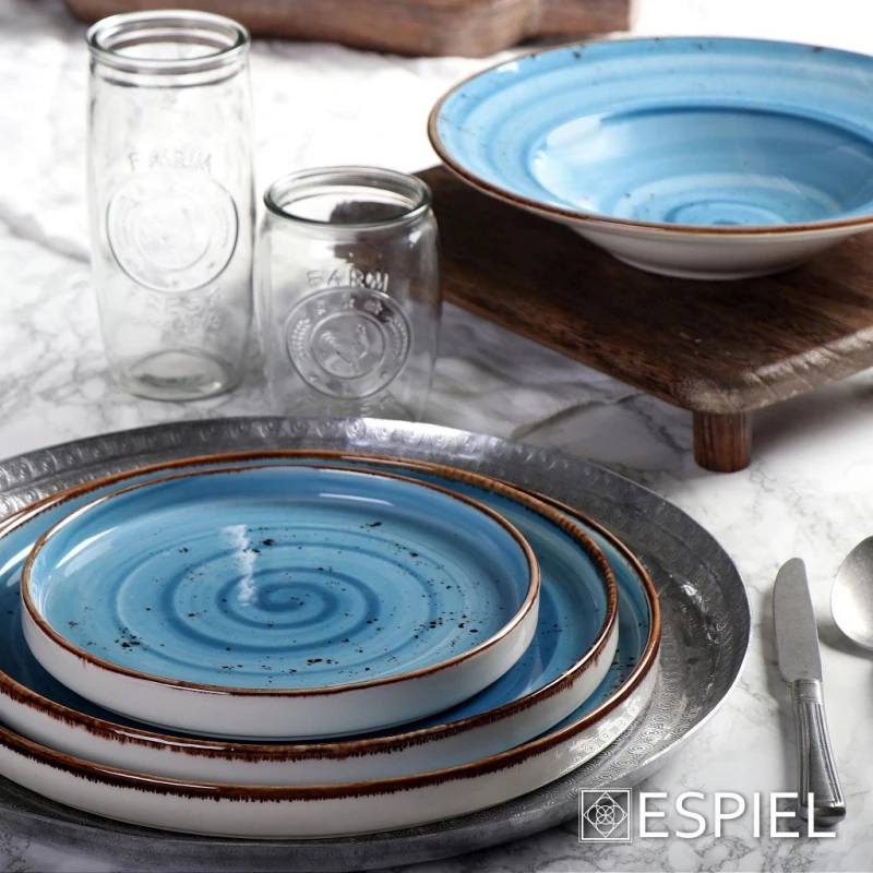 Espiel Step Πιάτο Ρηχό από Πορσελάνη Μπλε με Διάμετρο 30cm 2τμχ