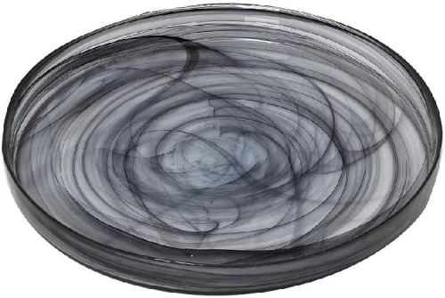 Espiel Atlas Alabaster Πιάτο Γλυκού Γυάλινο Μαύρο με Διάμετρο 21cm
