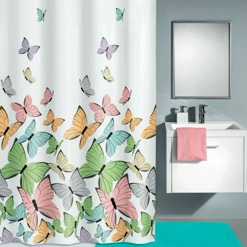Κουρτίνα Μπάνιου Butterflies 5282 Multicolor Kleine Wolke Φάρδος 120cm 120x200cm 100% Πολυέστερ