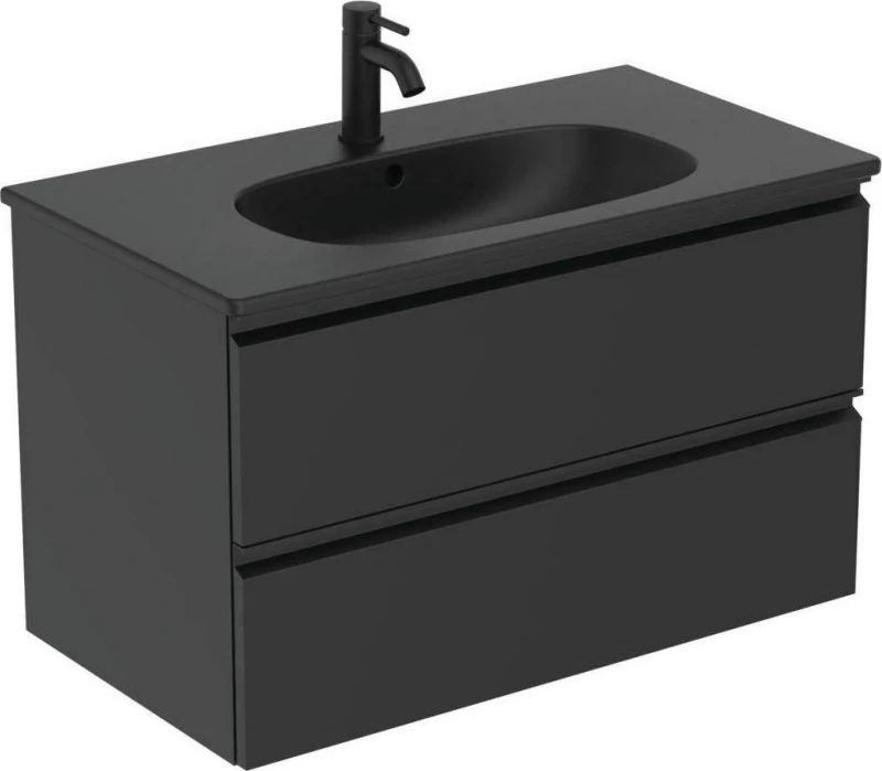 Ideal Standard Tesi II Πάγκος με Νιπτήρα 80x44x49cm Μαύρος