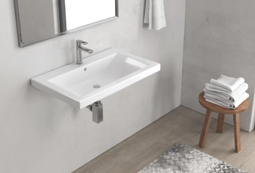 Karag Delft 61070 Επιτοίχιος Κρεμαστός Νιπτήρας Πορσελάνης 70x44cm Λευκός